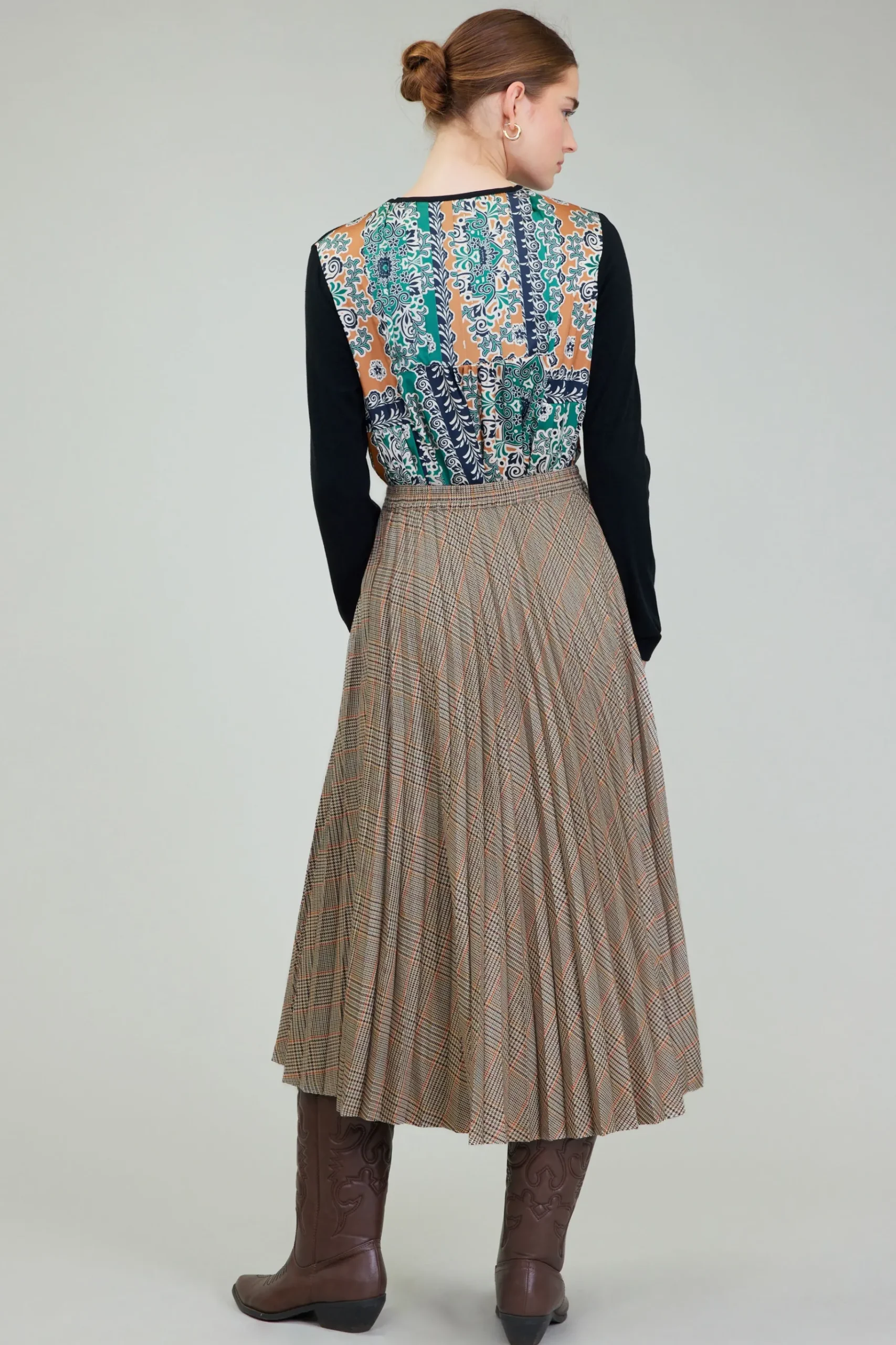 Best Plaid Pleated Midi Skirt Women Skirts