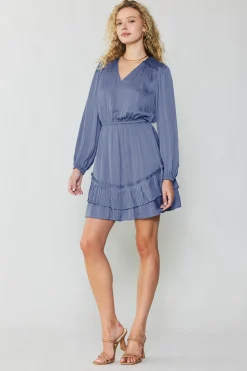 Hot Pleat Detail Tiered Mini Dress Women Mini Dresses