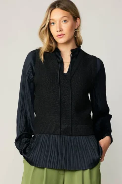 New Pleated Blouse Sweater Vest Women Sweaters