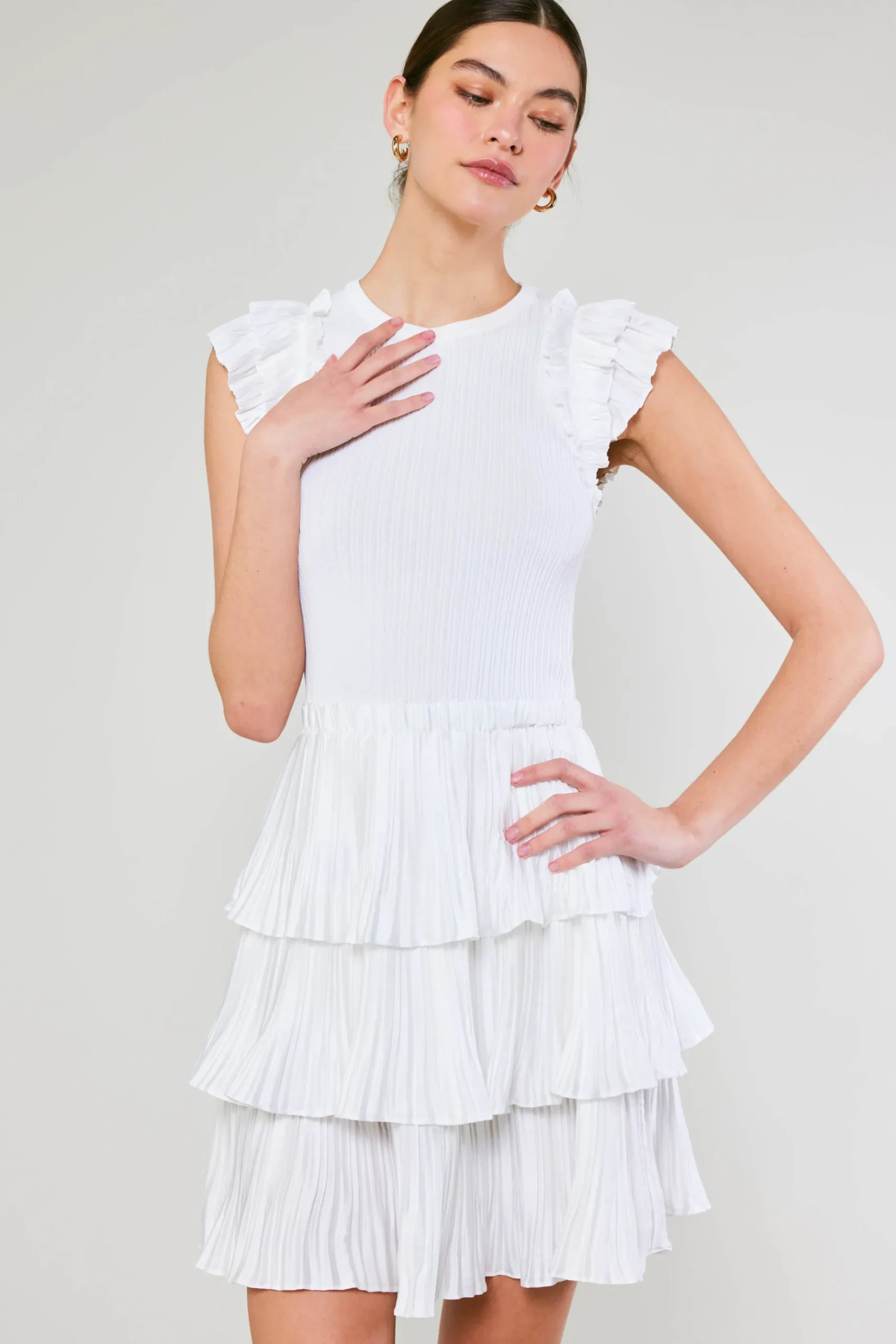 Outlet Pleated Skirt Sweater Dress Women Knitwear | Mini Dresses