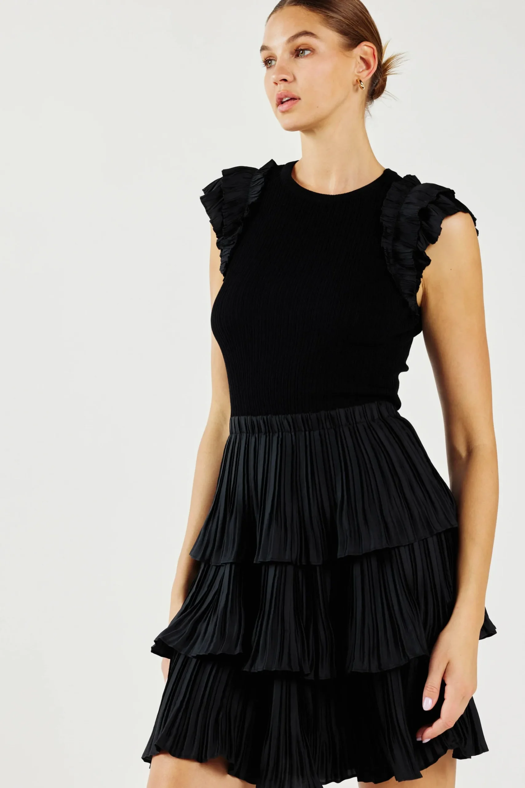 Outlet Pleated Skirt Sweater Dress Women Knitwear | Mini Dresses