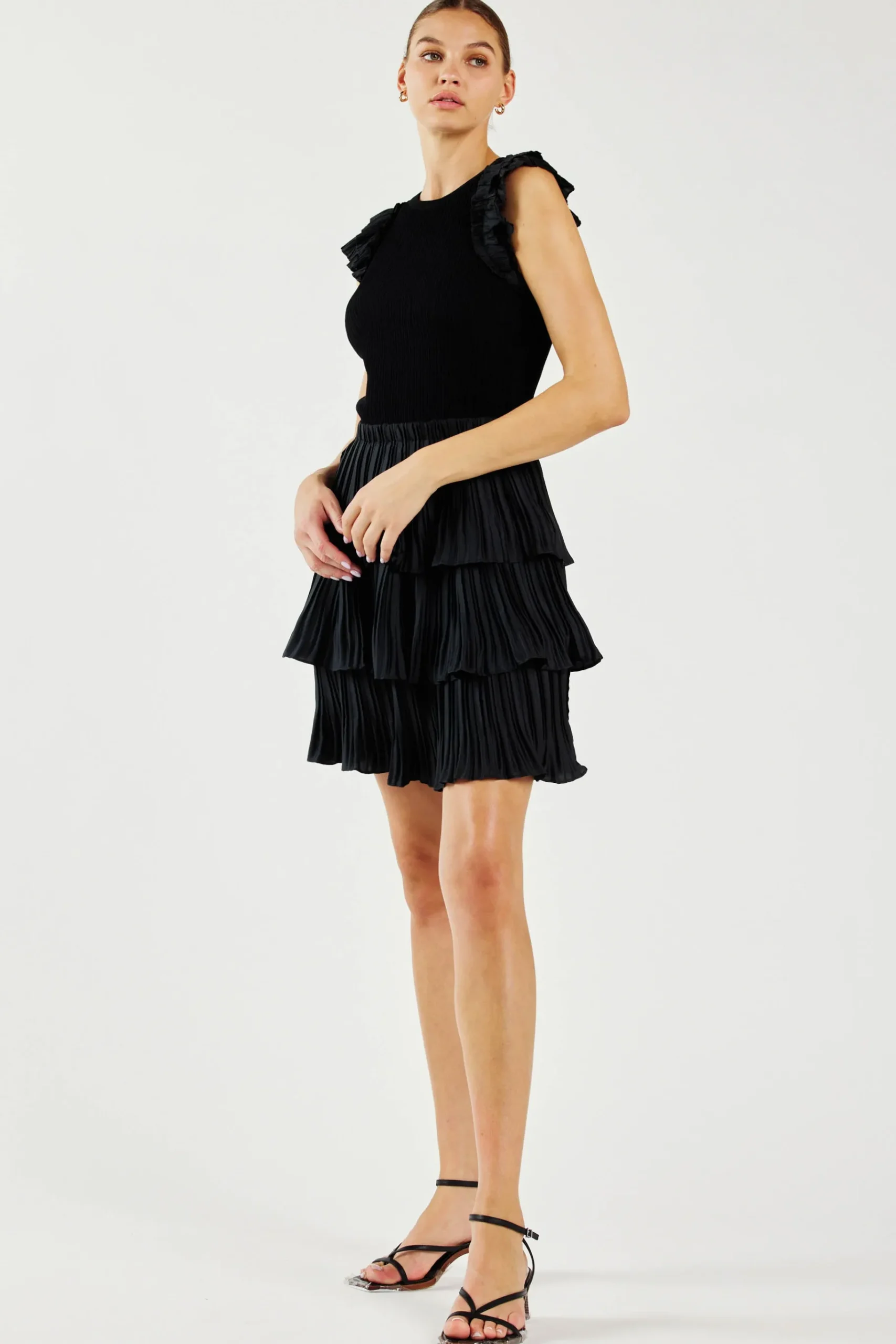 Outlet Pleated Skirt Sweater Dress Women Knitwear | Mini Dresses