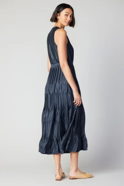 Hot Pleated Sleeveless Maxi Dress Women Maxi Dresses