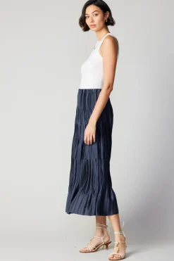 Discount Pleated Tiered Midi Skirt Women Skirts