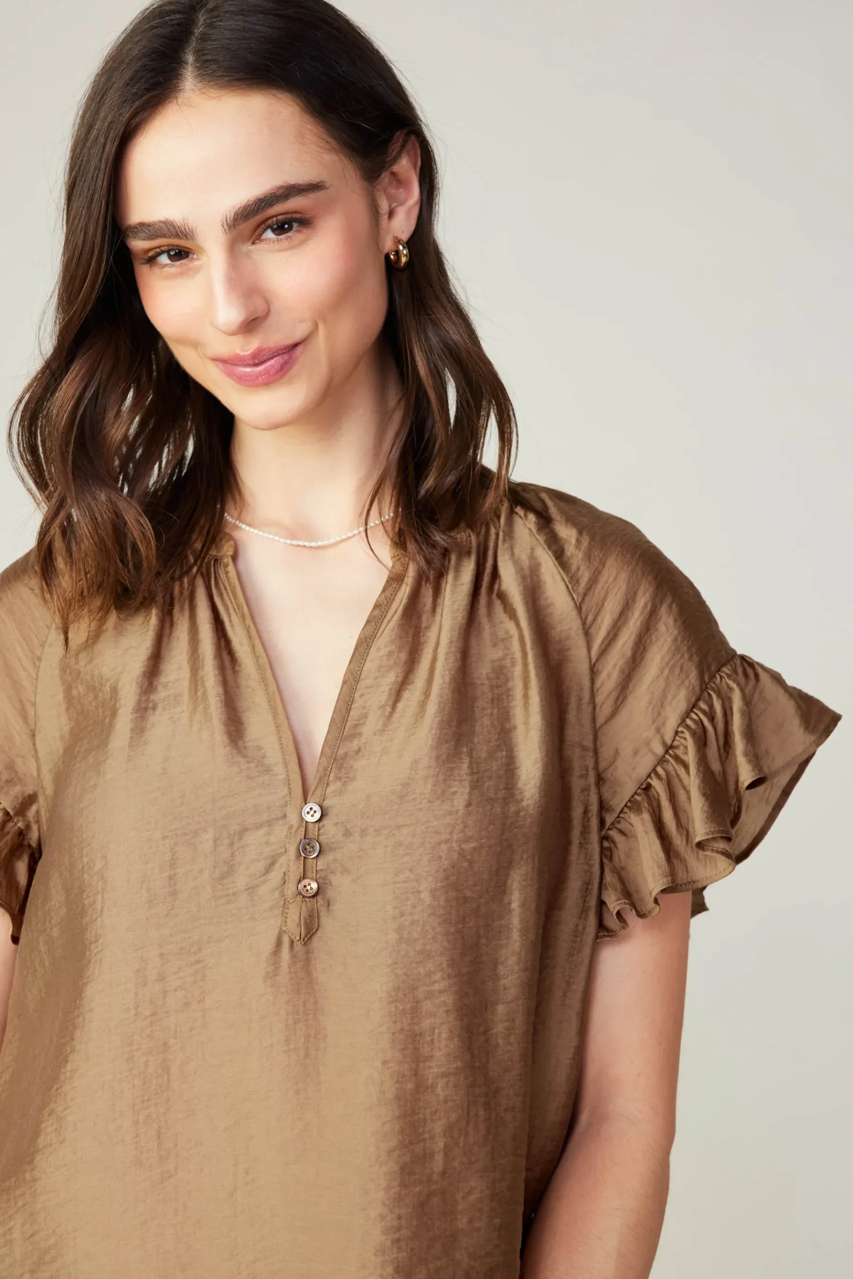 Hot Raglan Sleeve Button Blouse Women Short Sleeve Tops