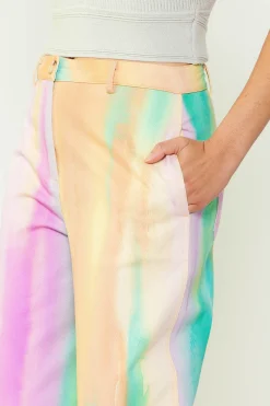 Fashion Rainbow Painterly Wide Leg Pants Women Pants