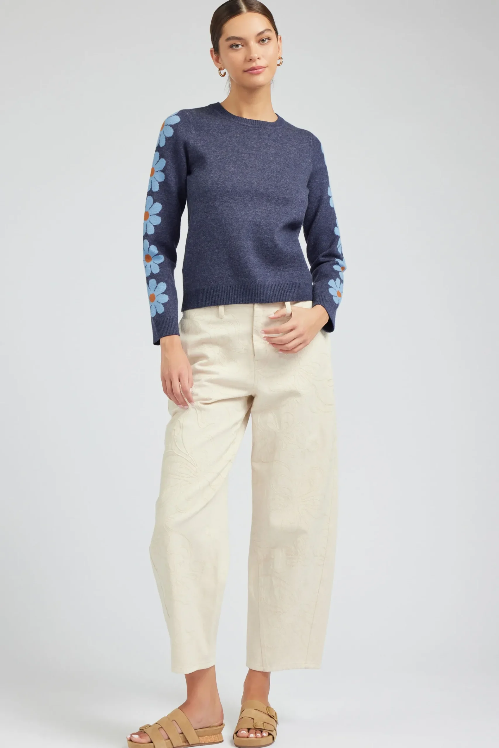 Outlet Retro Daisy Motif Sweater Women Knitwear | Sweaters