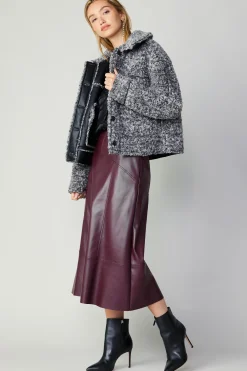 Sale Reversible Vegan Leather Shearling Jacket Women Coats & Jackets