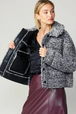 Sale Reversible Vegan Leather Shearling Jacket Women Coats & Jackets