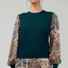 Sale Ribbed Contrast Sleeve top Women Knitwear | Sweaters