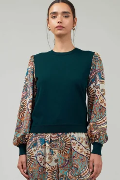 Sale Ribbed Contrast Sleeve top Women Knitwear | Sweaters