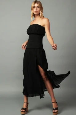 New Ribbed Waist Midi Skirt Women Skirts