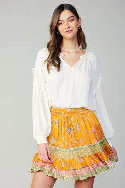 Discount Rope Trim Neckline Blouse Women Long Sleeve Tops