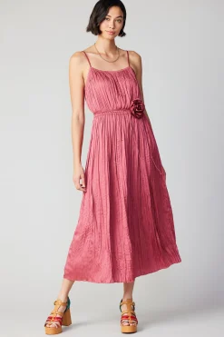 New Rose Applique Cami Dress Women Midi Dresses