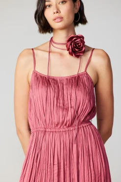 New Rose Applique Cami Dress Women Midi Dresses