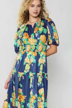 Clearance Rose Motif Maxi Dress Women Maxi Dresses | Midi Dresses