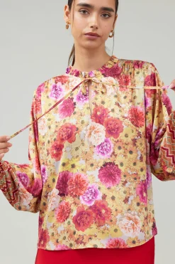 Sale Rosette Patterned Blouse Women Long Sleeve Tops
