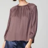 Outlet Round Neck Ruffled Top Women Long Sleeve Tops