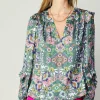 Discount Ruffle Trim Blouse Women Long Sleeve Tops