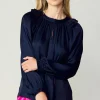 Fashion Ruffled Crewneck Blouse Women Long Sleeve Tops