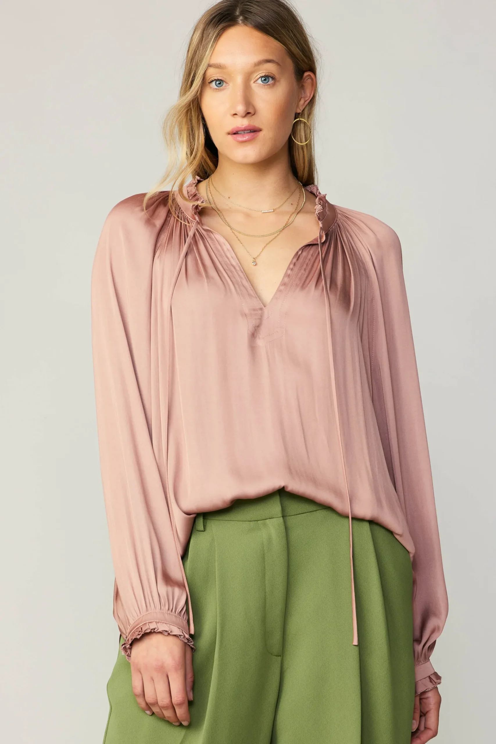 Fashion Ruffled Cuff Blouse Women Long Sleeve Tops