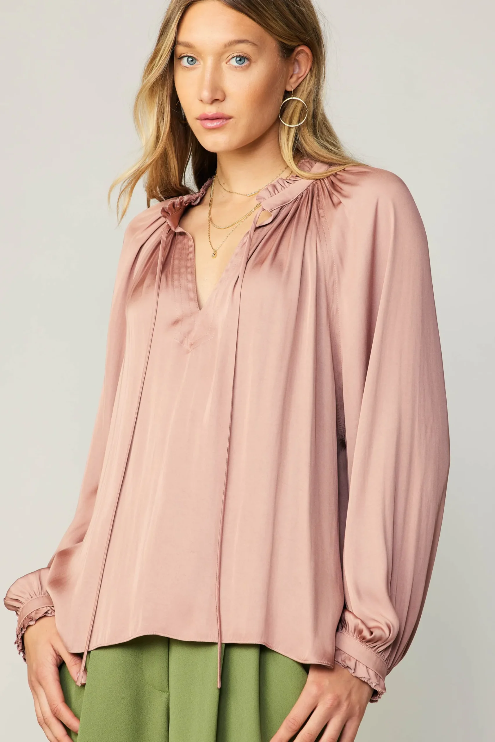 Fashion Ruffled Cuff Blouse Women Long Sleeve Tops