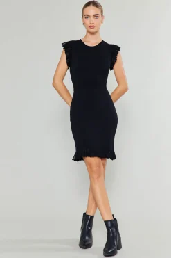 Outlet Ruffled Mini Sweater Dress Women Knitwear | Mini Dresses