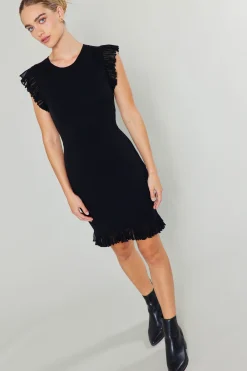 Outlet Ruffled Mini Sweater Dress Women Knitwear | Mini Dresses