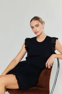 Outlet Ruffled Mini Sweater Dress Women Knitwear | Mini Dresses