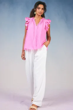 Hot Ruffled Shoulder Sleeveless Blouse Women Sleeveless Tops