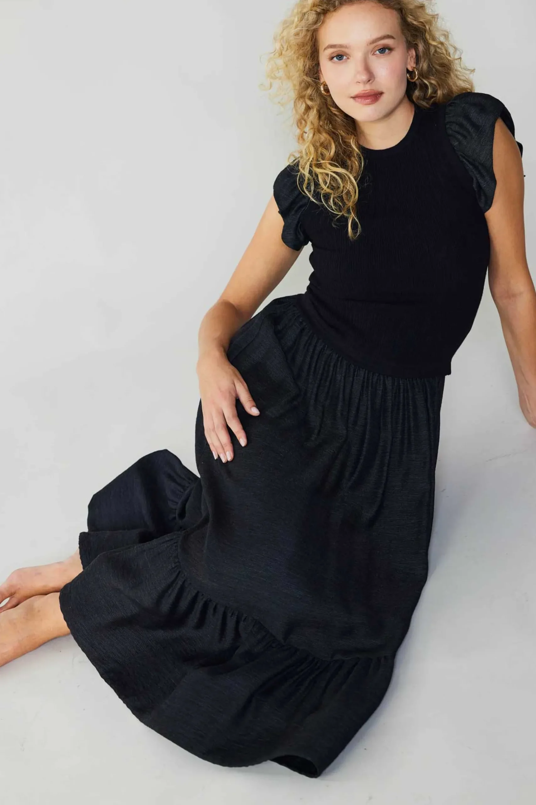 Fashion Ruffled Sleeve Sweater Dress Women Midi Dresses