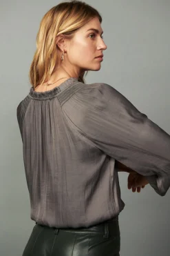 Hot Ruffled Surplice Blouse Women Long Sleeve Tops