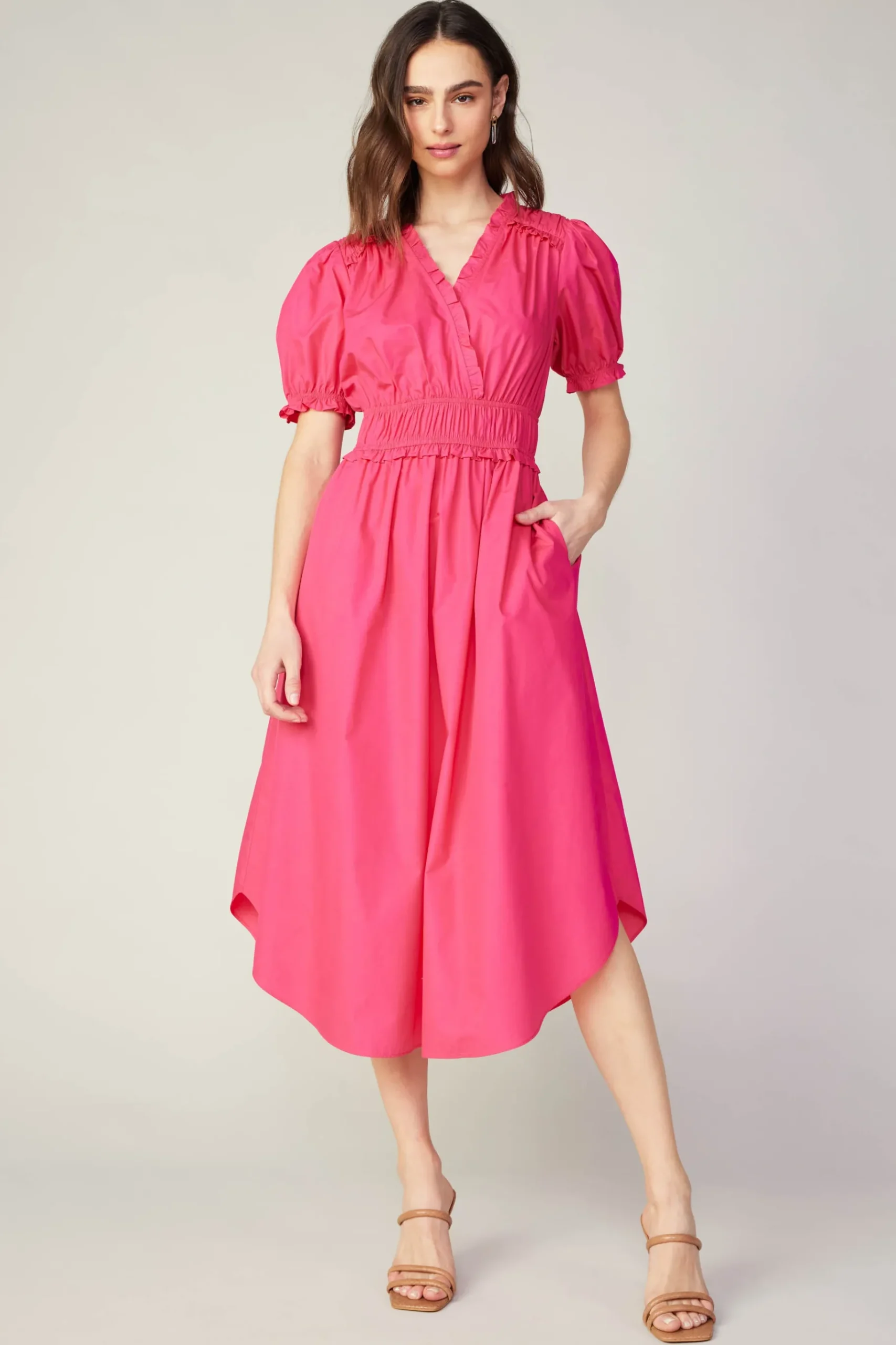 Sale Ruffled Surplice Midi Dress Women Midi Dresses
