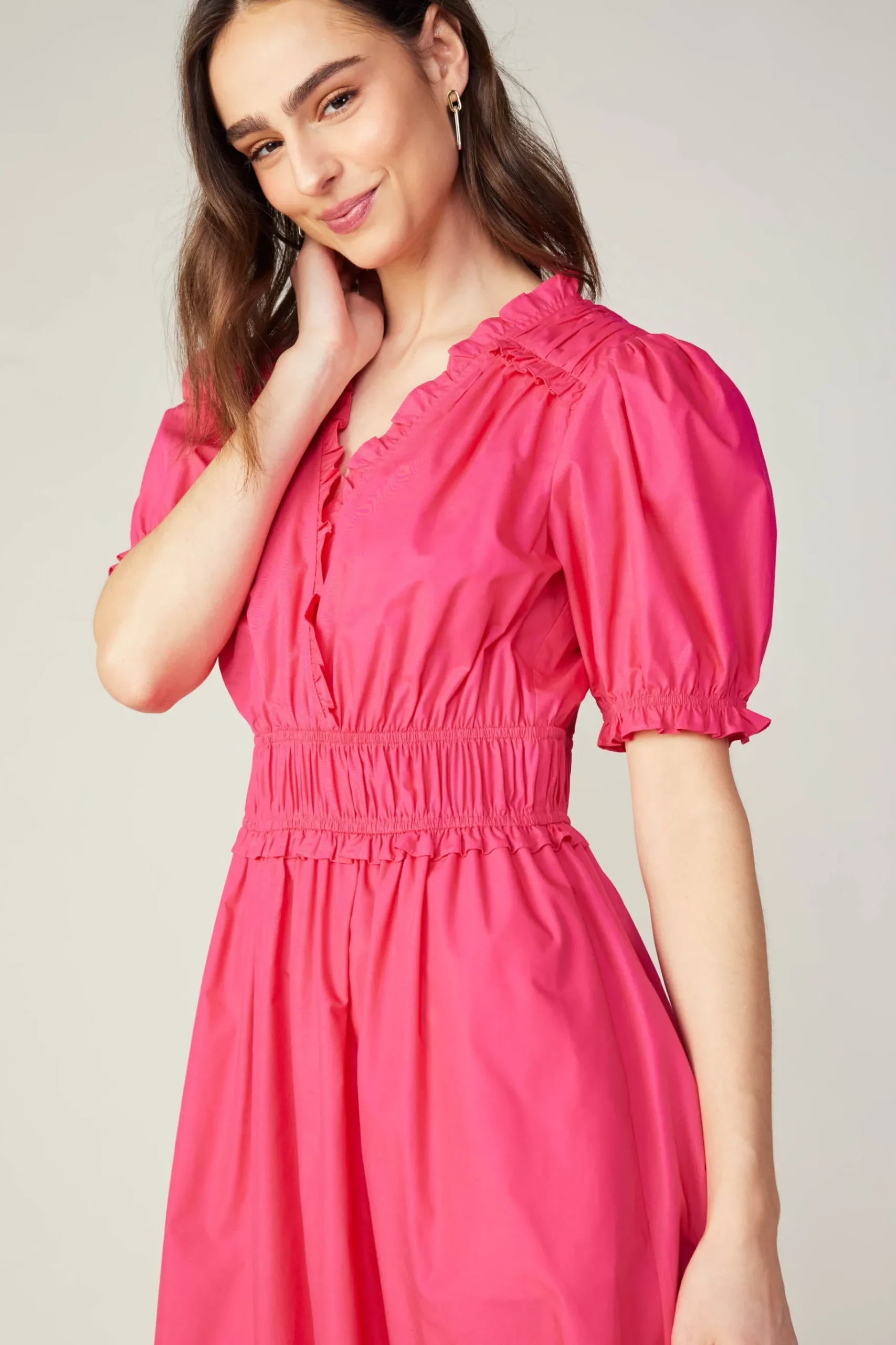 Sale Ruffled Surplice Midi Dress Women Midi Dresses