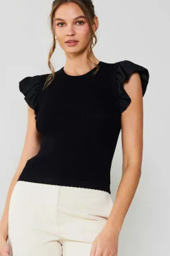 Outlet Ruffled Sweater Knit Tank Women Knitwear | Sleeveless Tops