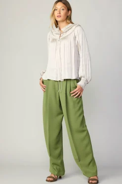 Online Ruffled Yoke Blouse Women Long Sleeve Tops
