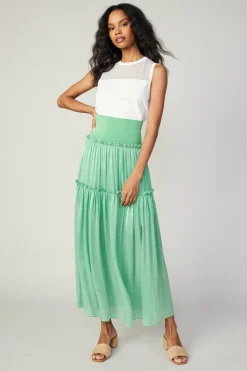 New Satin Weave Maxi Skirt Women Skirts