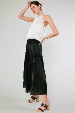 Fashion Satin Weave Maxi Skirt Women Skirts