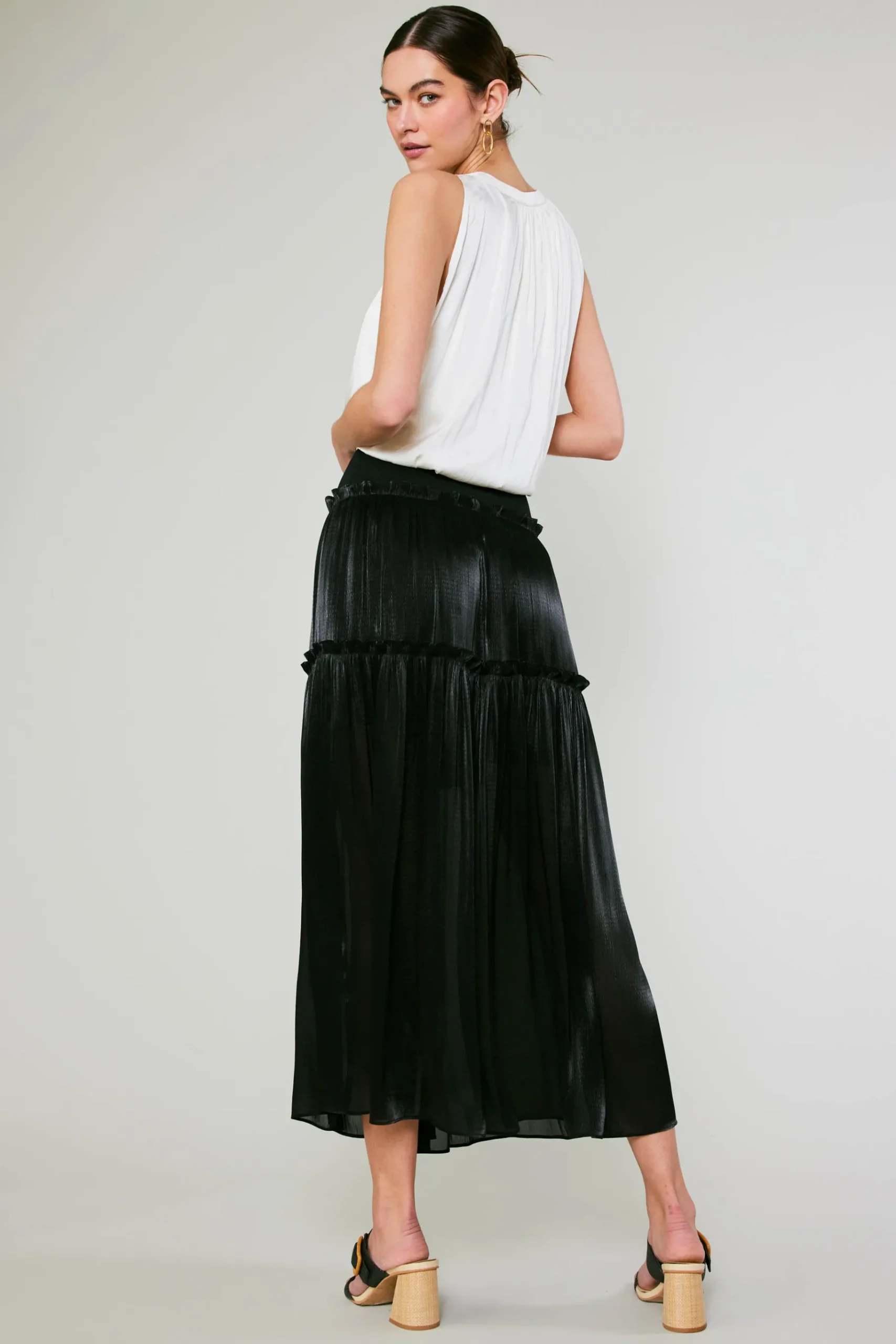 Fashion Satin Weave Maxi Skirt Women Skirts