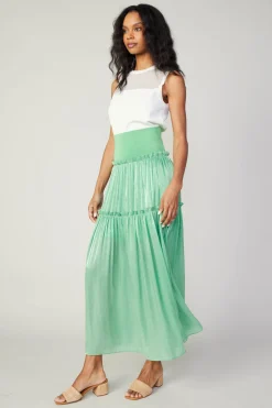New Satin Weave Maxi Skirt Women Skirts