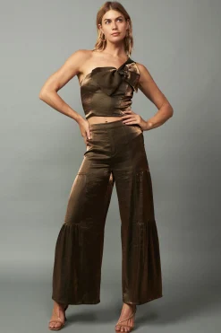 Outlet Satin Wide Leg Pants Women Pants