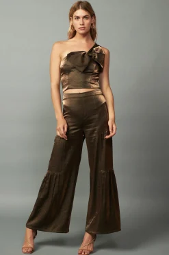 Outlet Satin Wide Leg Pants Women Pants