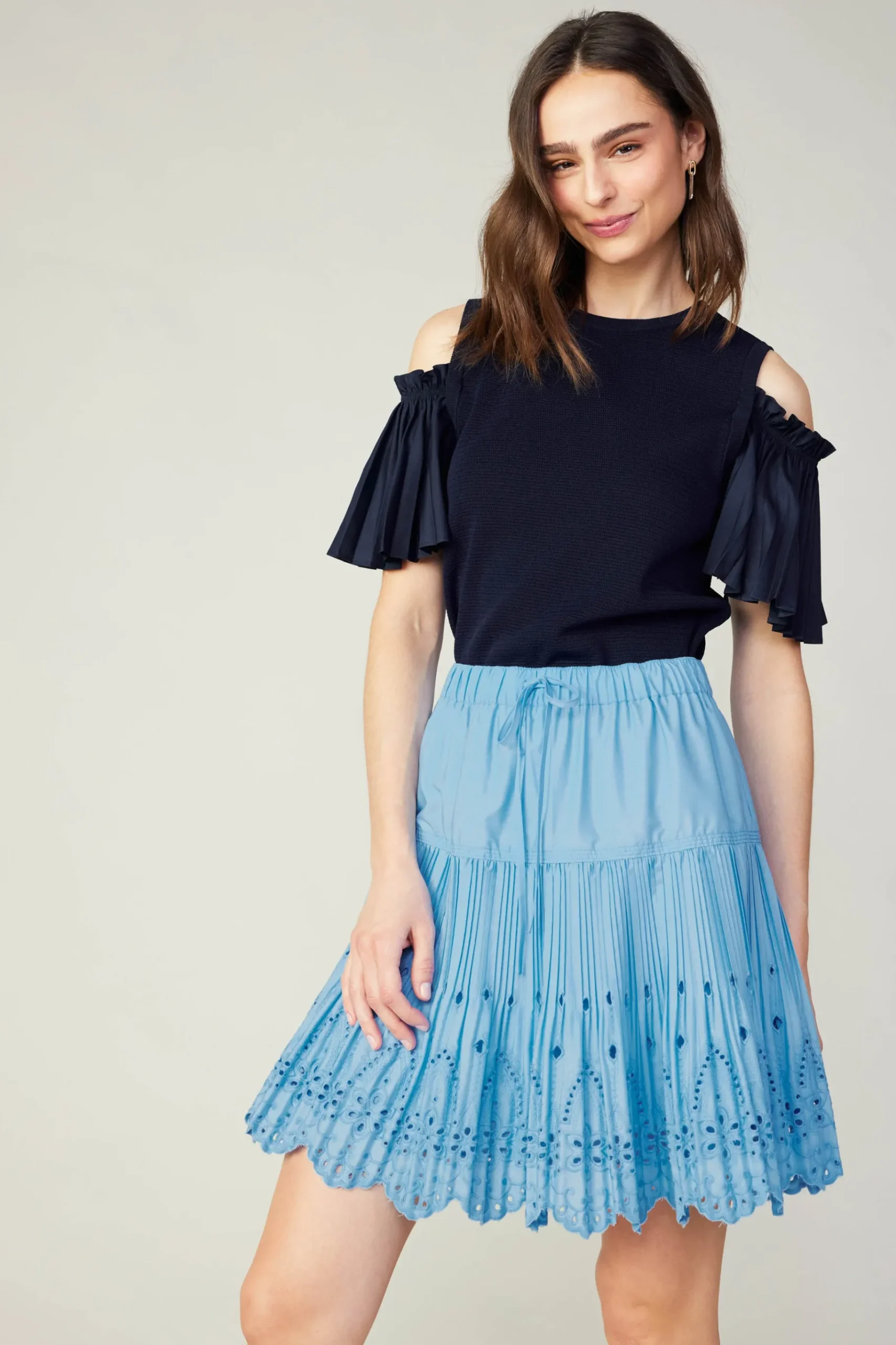 Best Scallop Eyelet Skirt Women Skirts