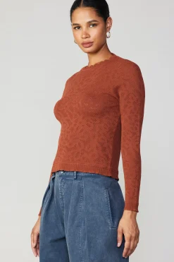 Fashion Scalloped Knit Top Women Long Sleeve Tops | Sweaters