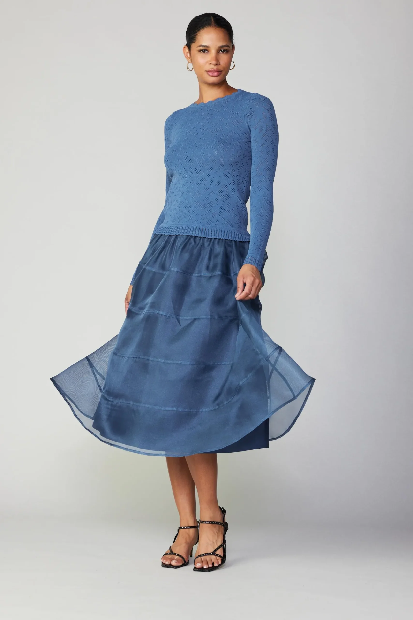 Sale Scalloped Knit Top Women Long Sleeve Tops | Sweaters
