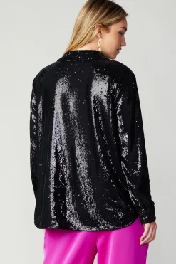 Online Sequin Buttonup Shirt Women Long Sleeve Tops