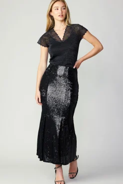 Sale Sequin Flared Skirt Women Skirts