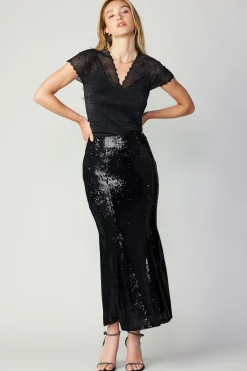 Sale Sequin Flared Skirt Women Skirts