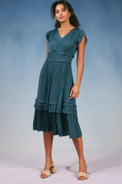 Best Sereia Pleated Midi Dress Women Midi Dresses