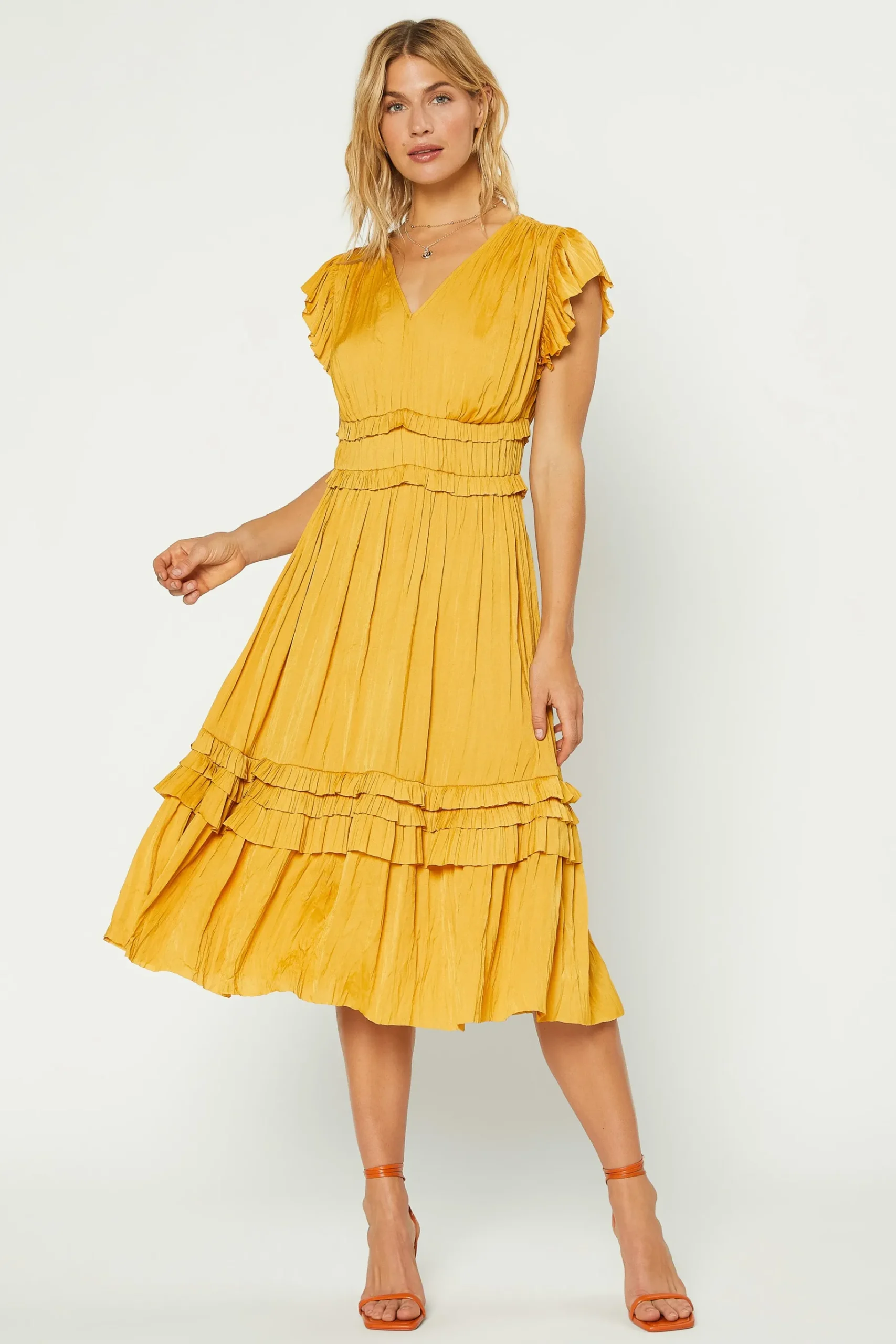 New Sereia Pleated Midi Dress Women Midi Dresses